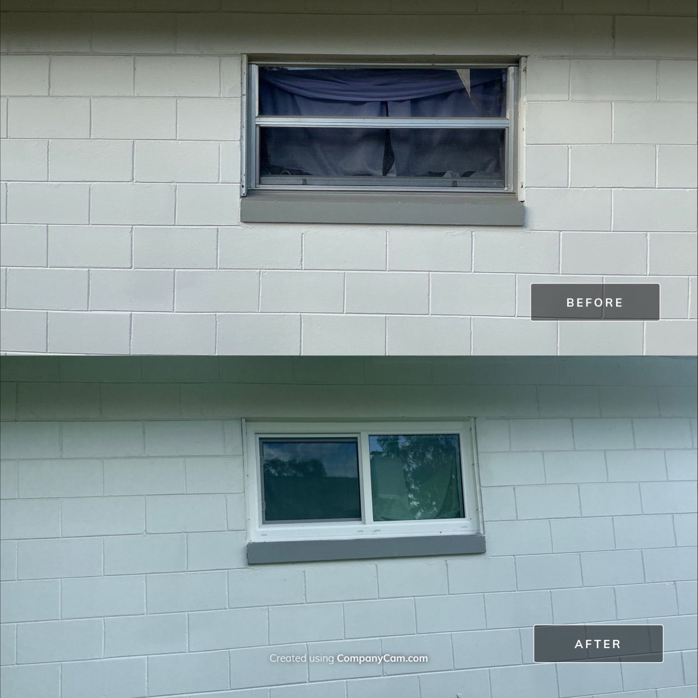 Before and after impact horizontal slider window replacement in Florida