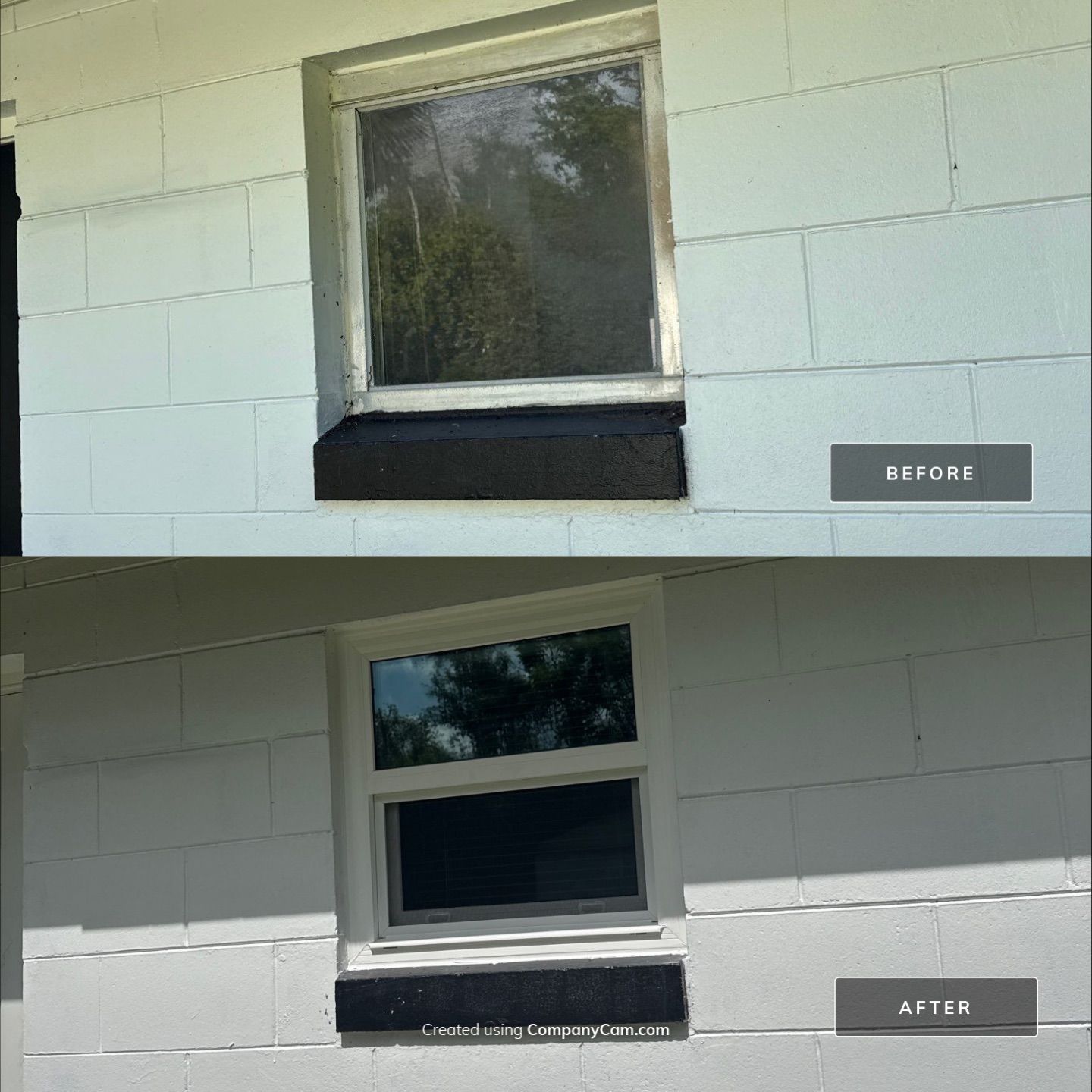 Before and after single-hung impact window replacement in Central Florida