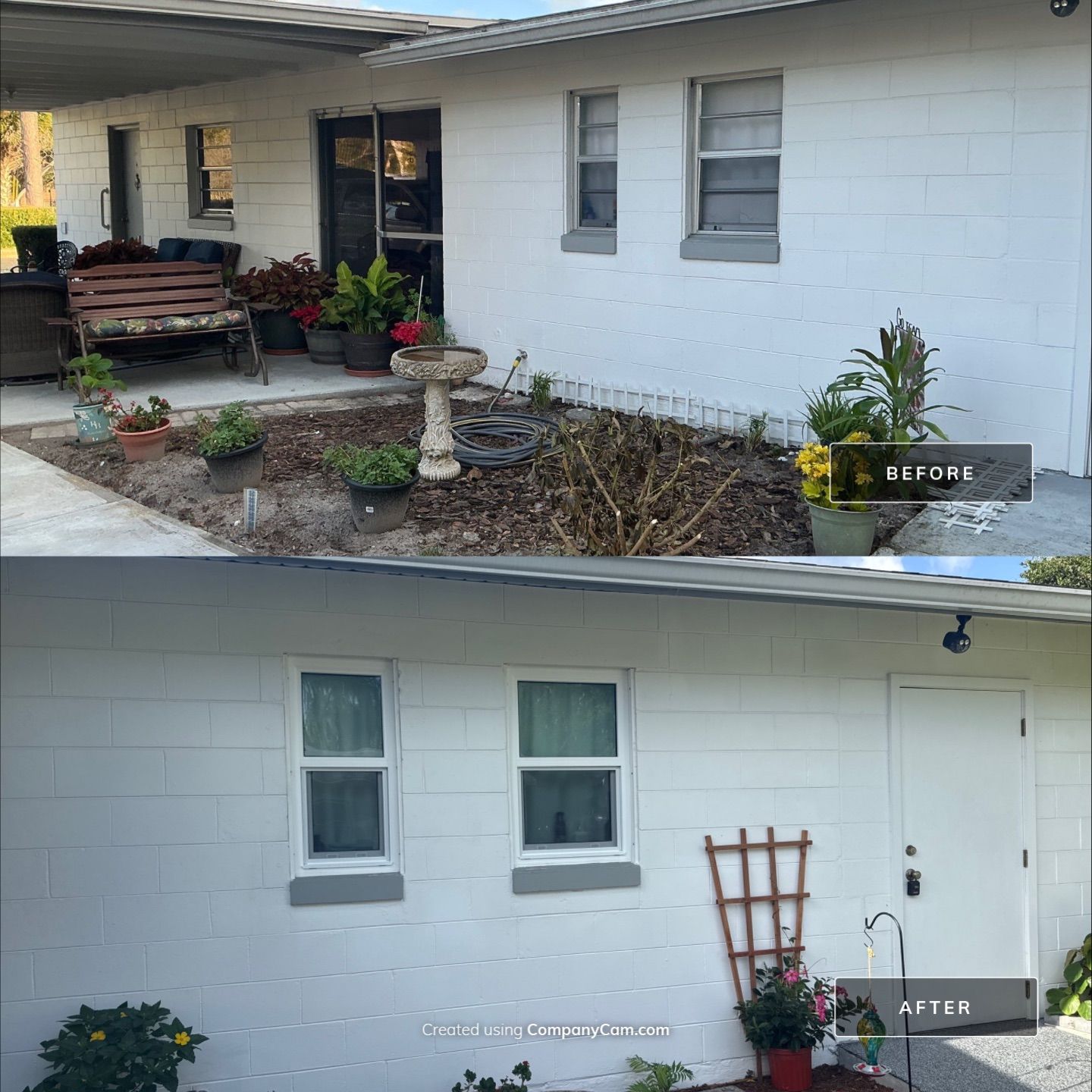 Before and after full front elevation impact window and sliding glass door replacement in Florida