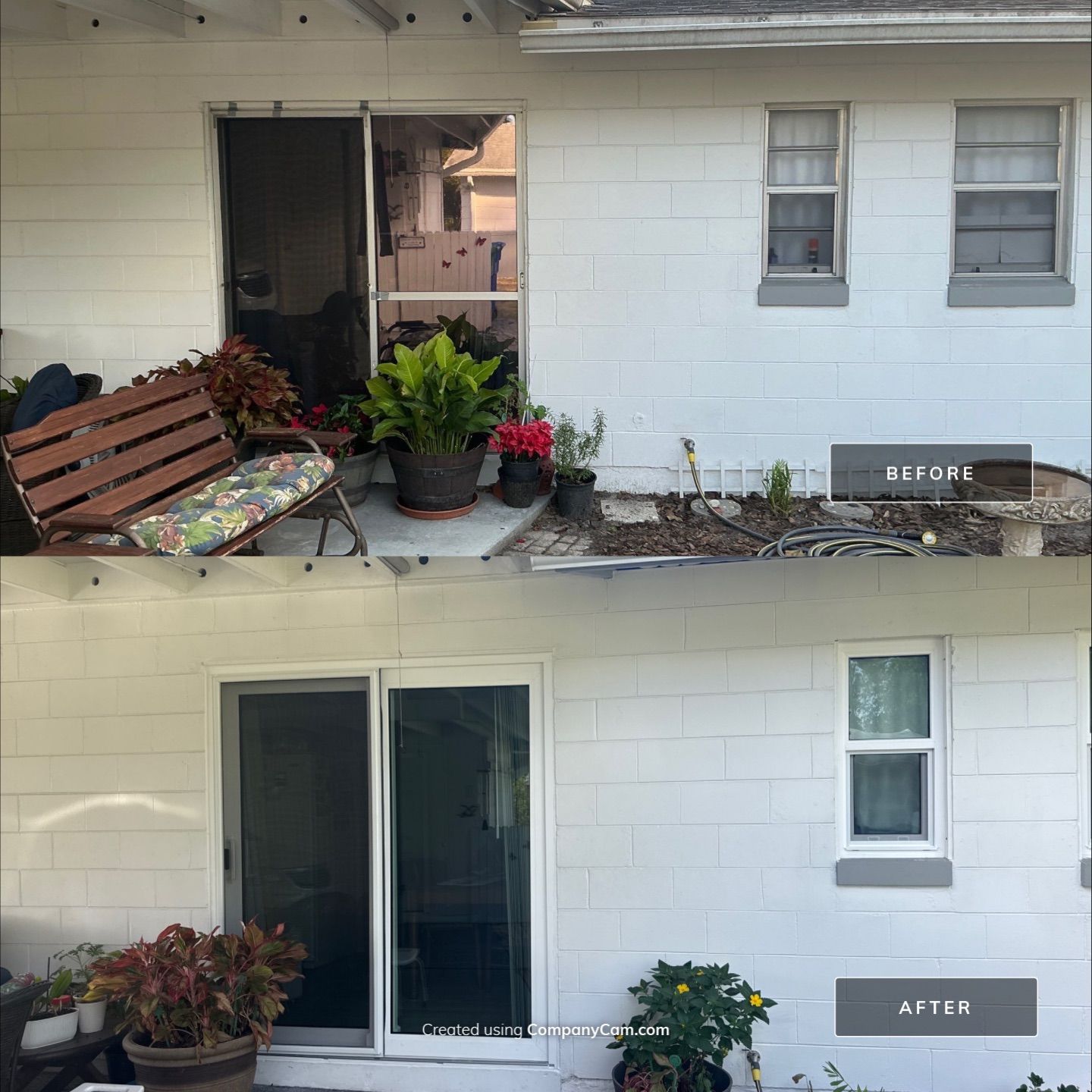 Before and after sliding glass door replacement in Florida